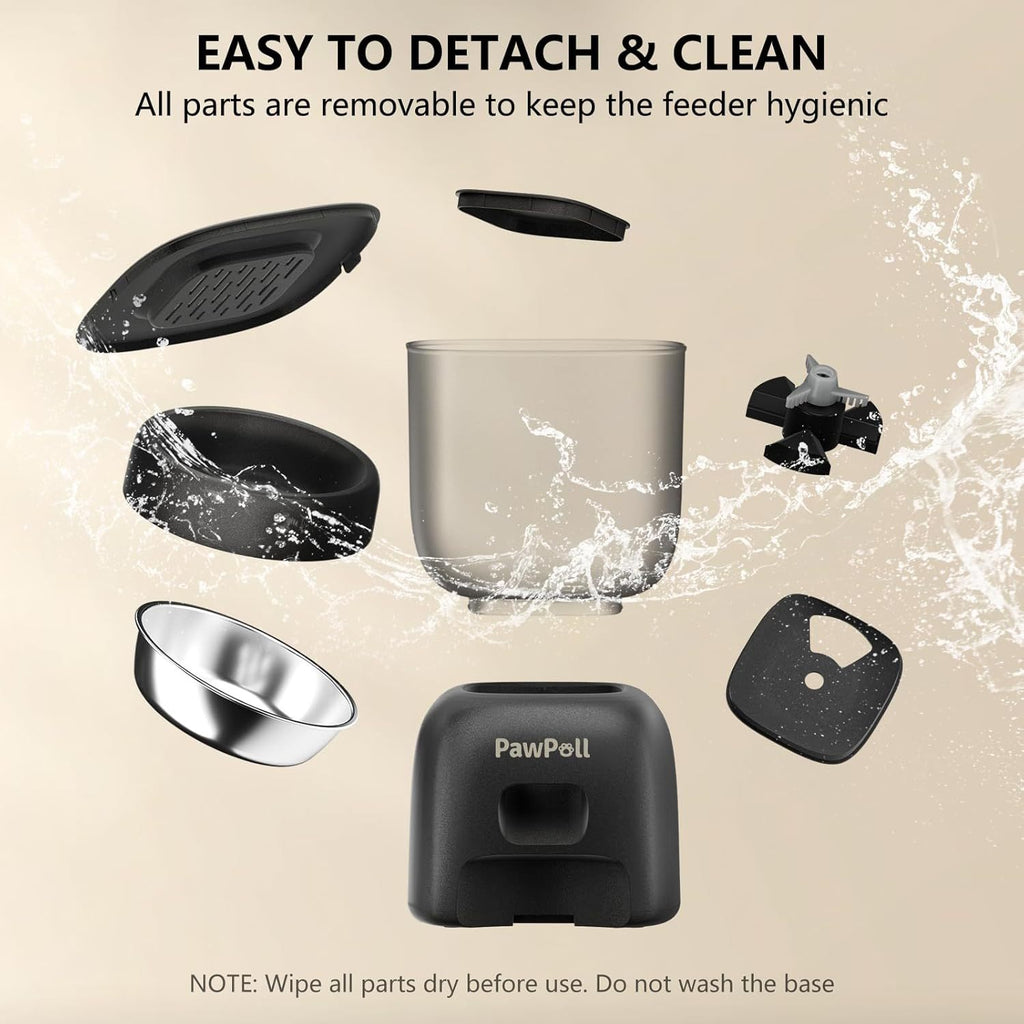 Smart Cat Feeding System - Dual Power Cat Feeder & Water Dispenser With Locking Lid, Desiccant Bag, Precise Portion Control For 4 Daily Meals, 10s Voice Recording Option