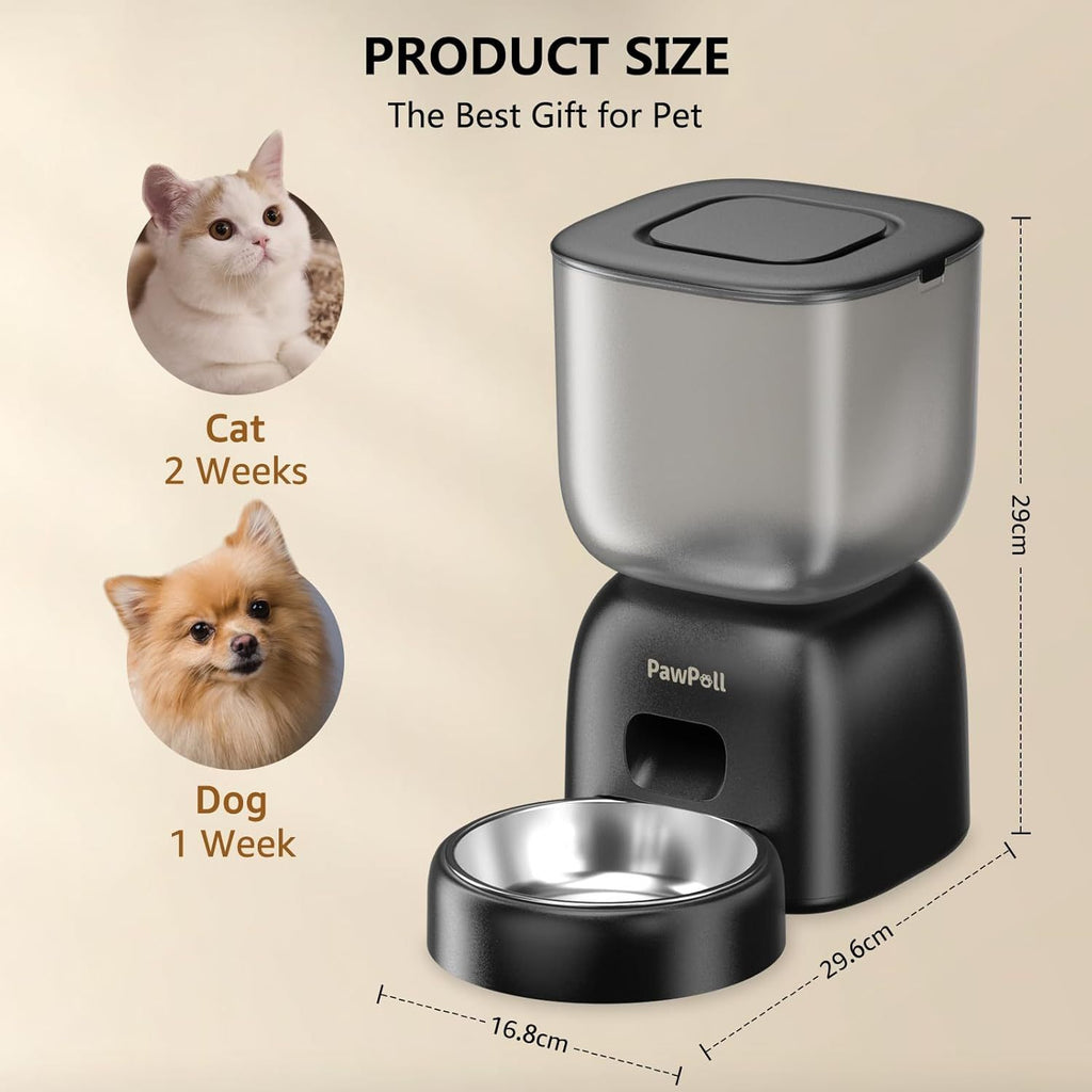 Smart Cat Feeding System - Dual Power Cat Feeder & Water Dispenser With Locking Lid, Desiccant Bag, Precise Portion Control For 4 Daily Meals, 10s Voice Recording Option